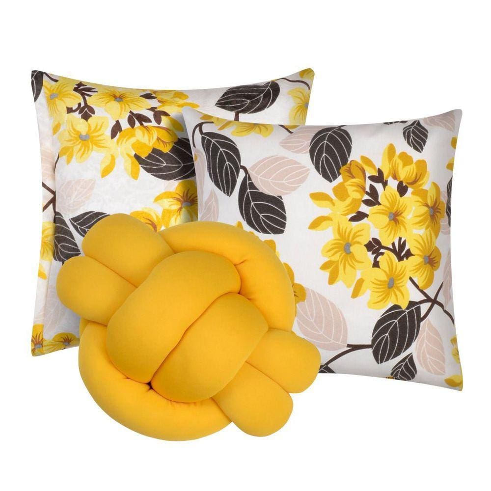 2 Almofadas Decorativas Sala Sofá + Almofada Nó Amarelo