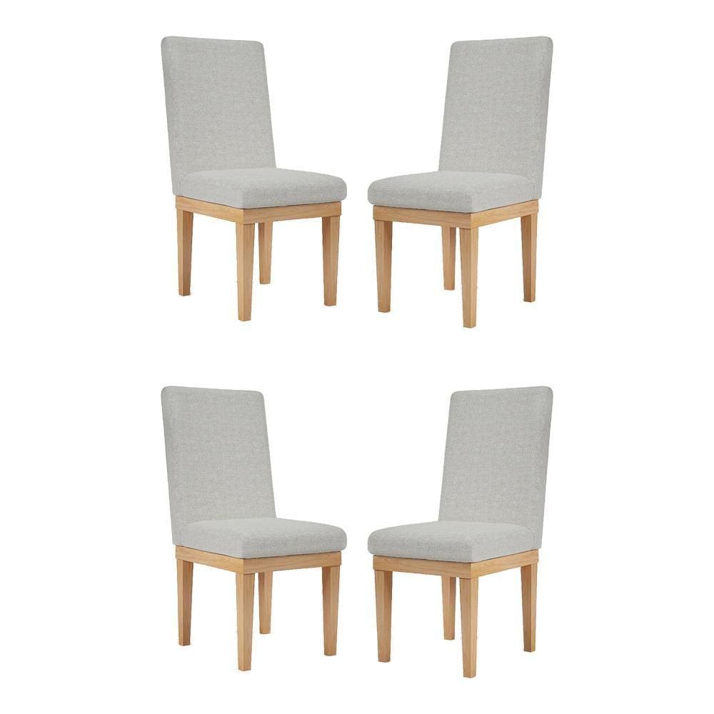 Kit 4 Cadeiras Estofadas Reforçadas Mesa De Jantar Linho