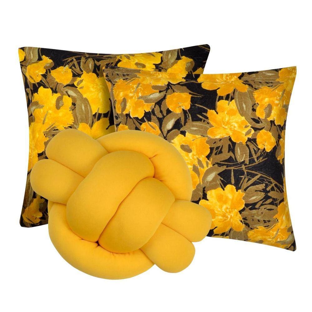 2 Almofadas Decorativas Sala Sofá + Almofada Nó Amarelo
