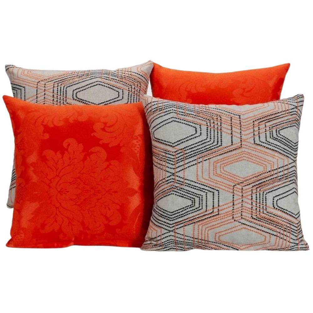 Kit 4 Capas De Almofada Para Sofá Estampa Laranja