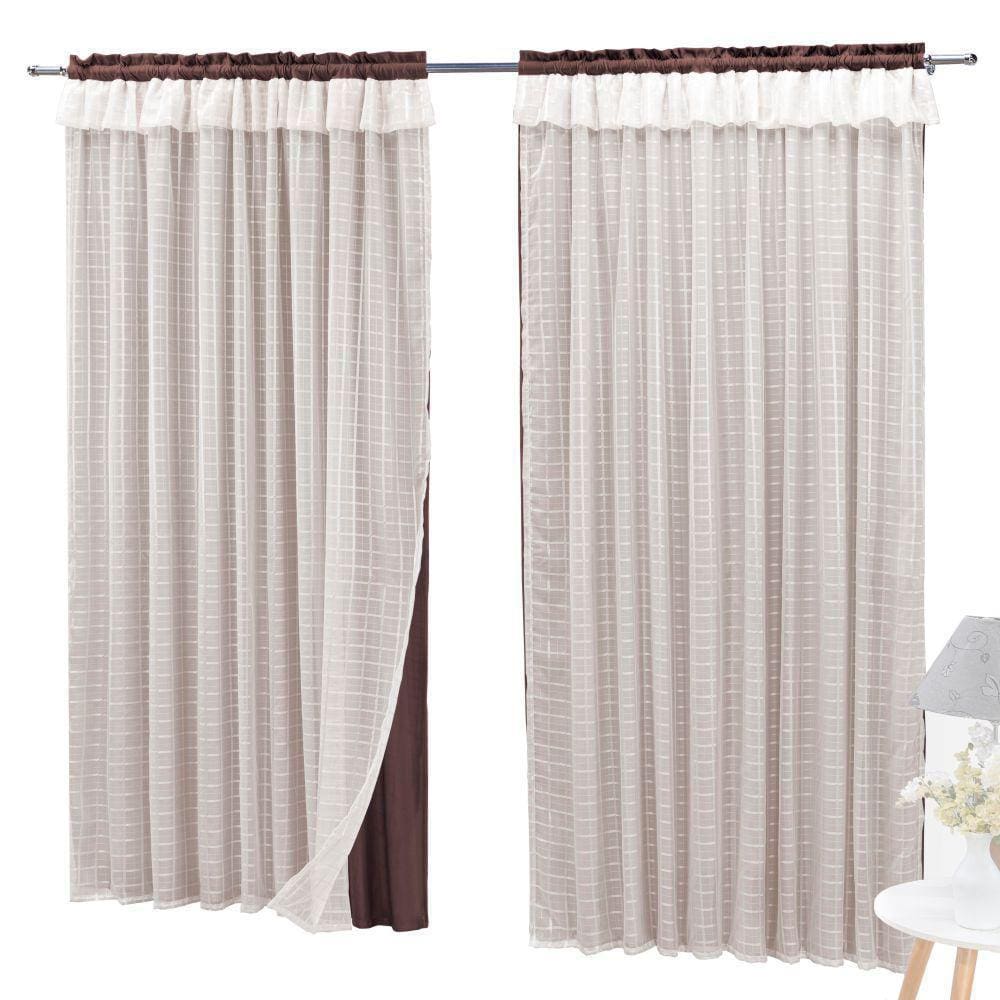 Cortina Semiblackout E Voal 2,00 X 1,70 Trilho Suisso Tabaco