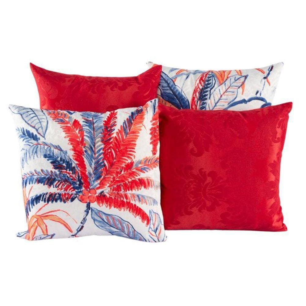 Kit 4 Almofadas Jacquard Decorativas 40X40 Vermelho - 001