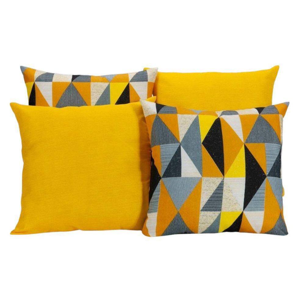 Kit 4 Almofadas Decorativas Para Sofá Geométrico Amarelo