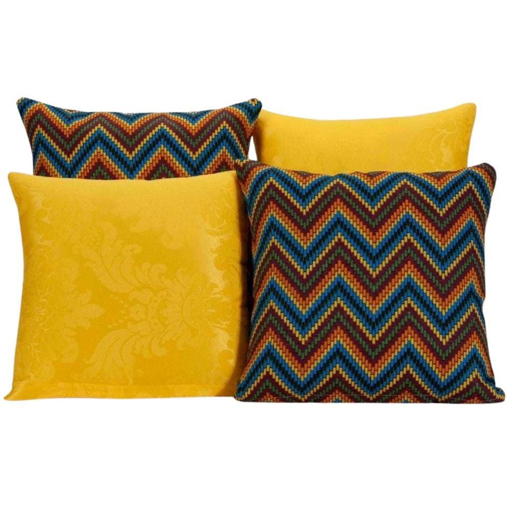 Kit 4 Almofadas Decorativas Para Sofá Amarelo Listrado
