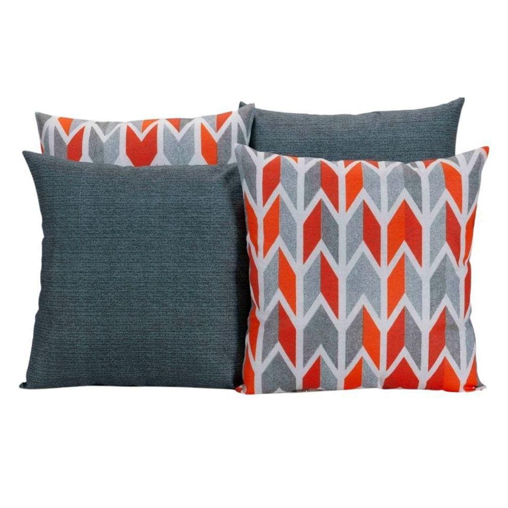 Kit 4 Capas De Almofadas Geométrico Cinza E Laranja