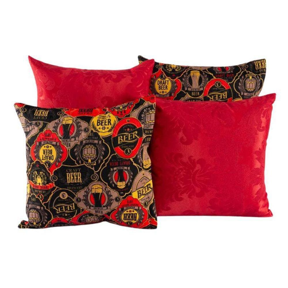 Kit 4 Almofadas Jacquard Decorativas 40X40 Vermelho - 003