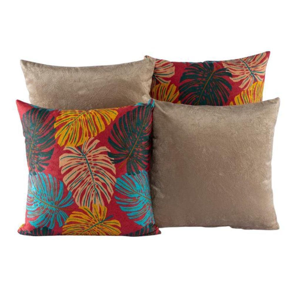 Kit 4 Almofadas Jacquard Decorativas 40X40 Avelã - 001