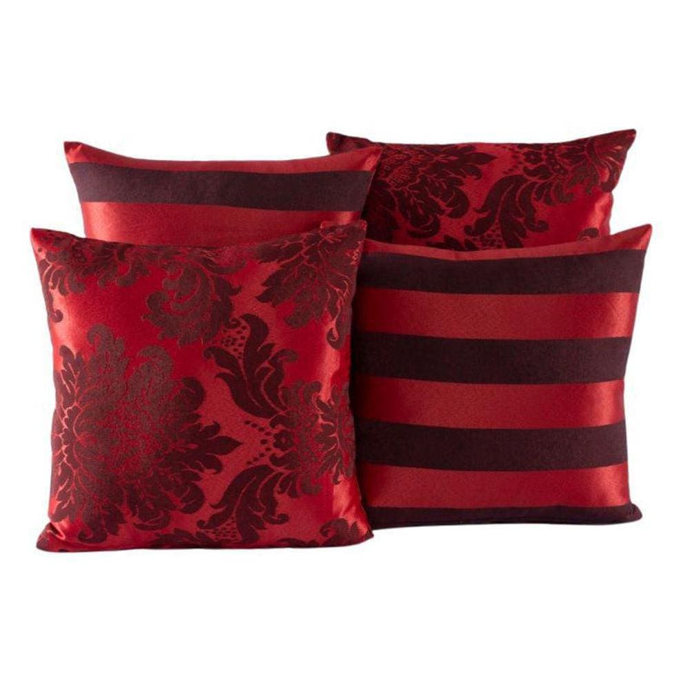 Kit 4 Almofadas Jacquard Decorativas 40X40 Vermelho - 007