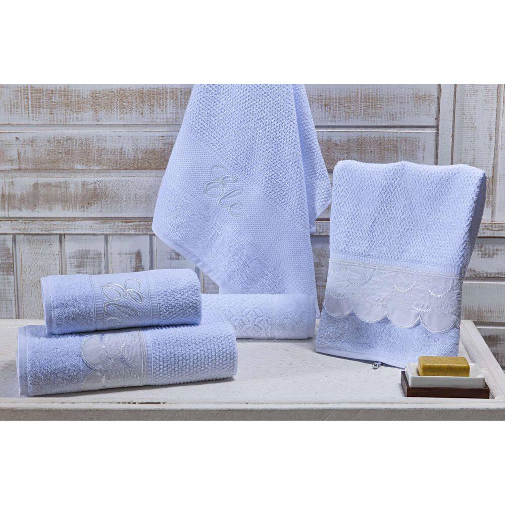 Jogo Banho Noblesse Luxo Bordado 5 Peças Branco