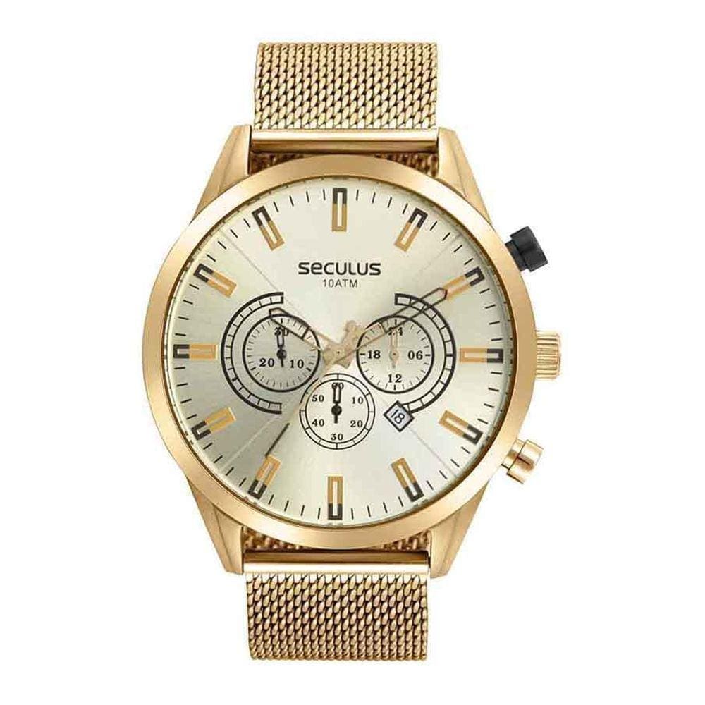 Relogio Seculus Cronografo Dourado 44134Gpsvda2