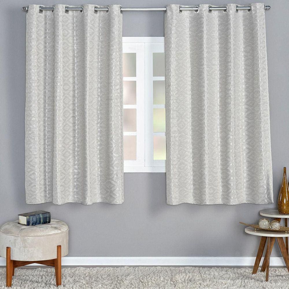 Cortina Albany 2,20M X 1,40M Jacquard Corta Luz Sala Palha