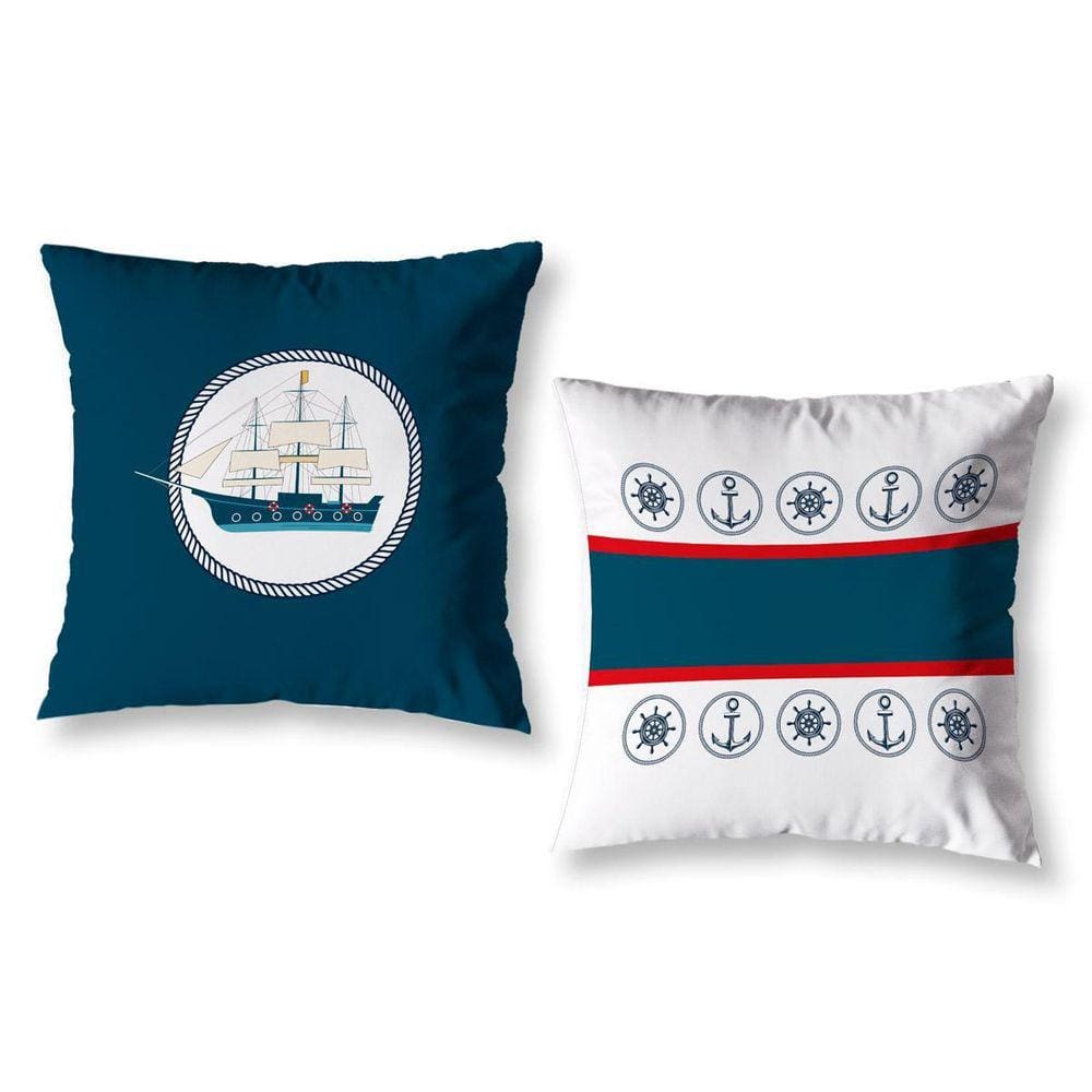 Kit 2 Almofadas Cheias Estampadas Infantil 40Cm X 40Cm Navio