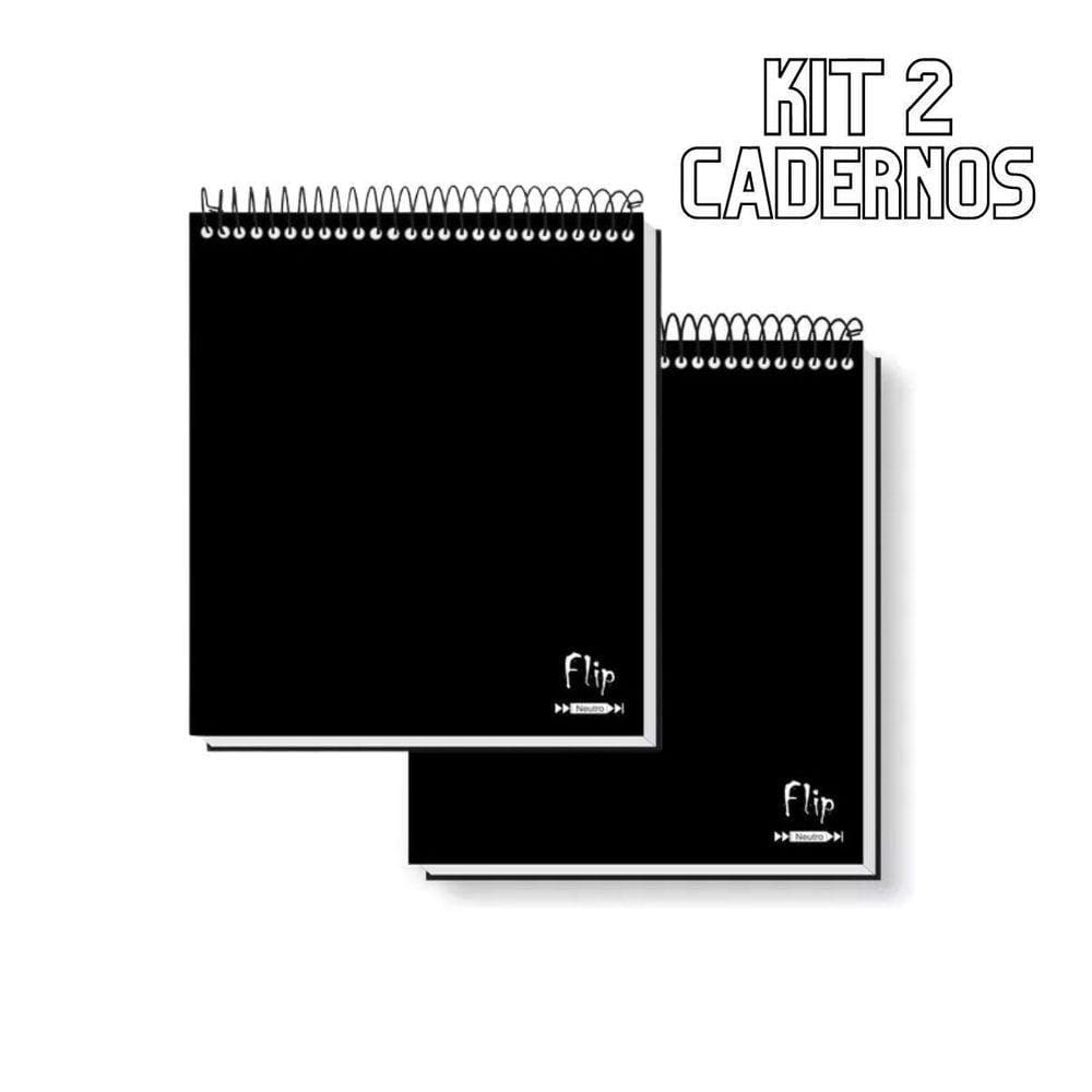 Kit 2 Caderno Capa Dura Canhoto 10 Matérias Espiral Pautado