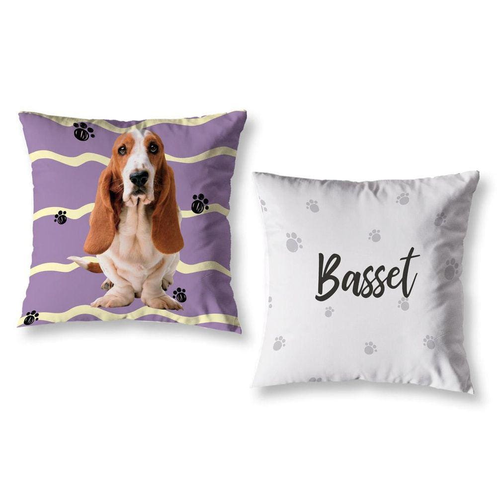 Kit 2 Almofadas Cheias 40Cm X 40Cm Estampadas Pet Basset