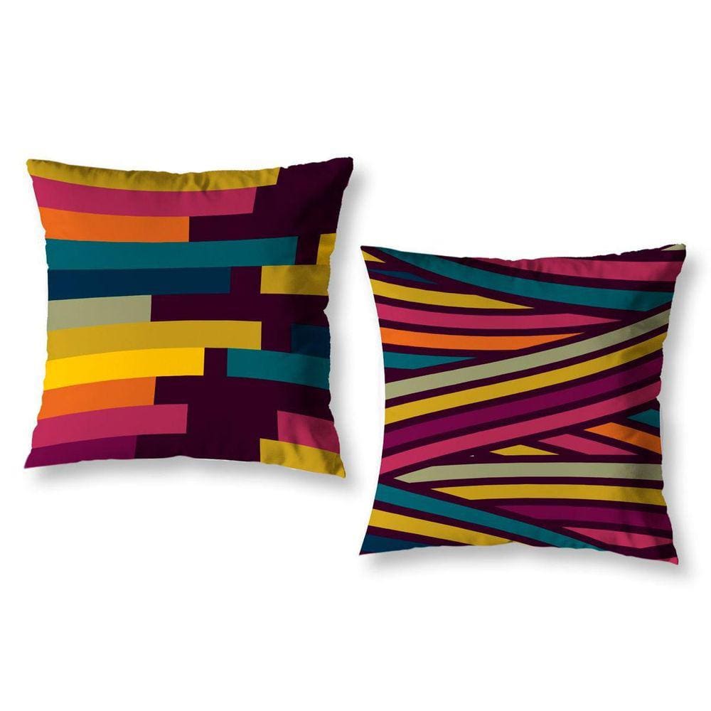 Kit 2 Almofadas Cheias 40Cm X 40Cm Estampadas Pastilhas