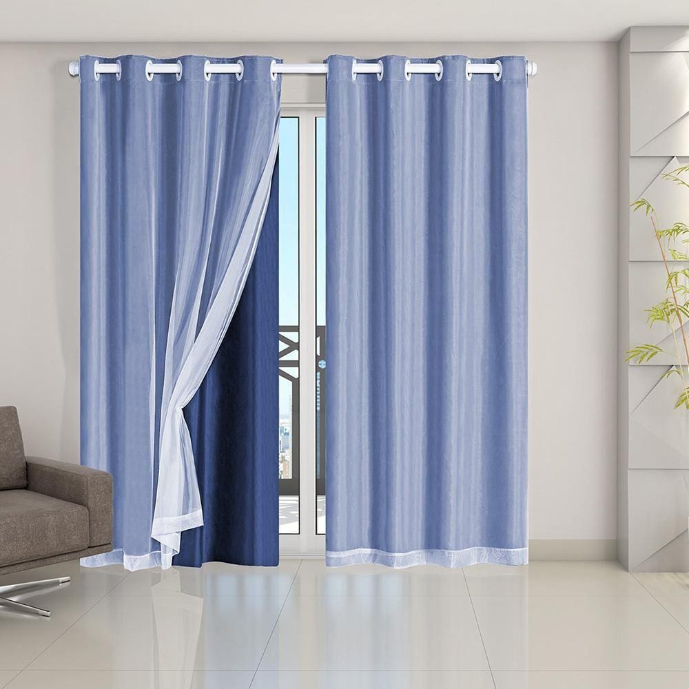 Cortina Blackout Voil 2,80X2,30 Porta Balcão Marinho