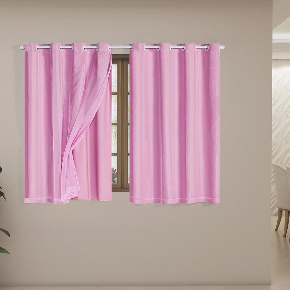 Cortina Blackout Voil 2,80X1,60 Corta Luz Sala Quarto Rosa