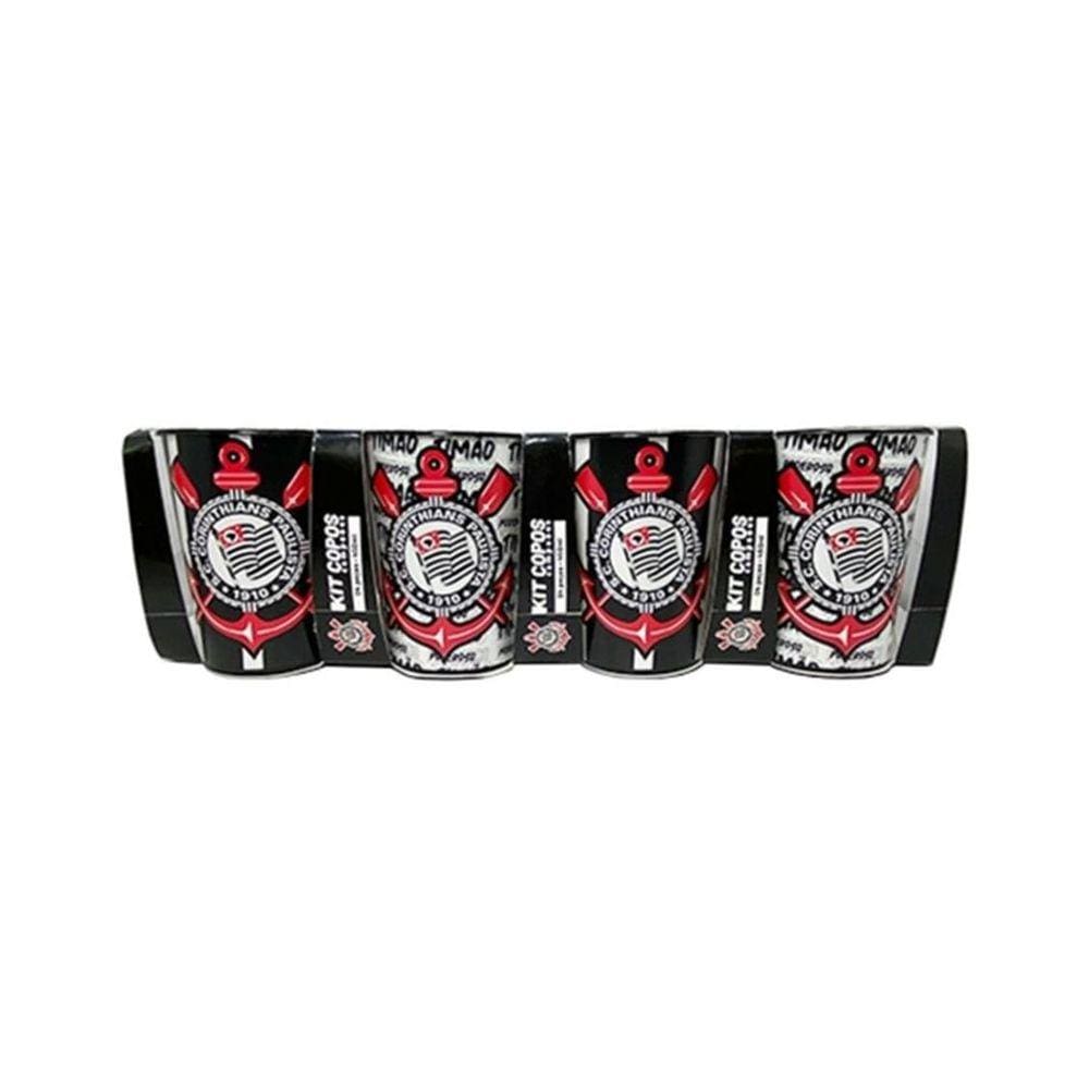 Kit Com 4 Copos De Plástico Corinthians 450Ml Oficial