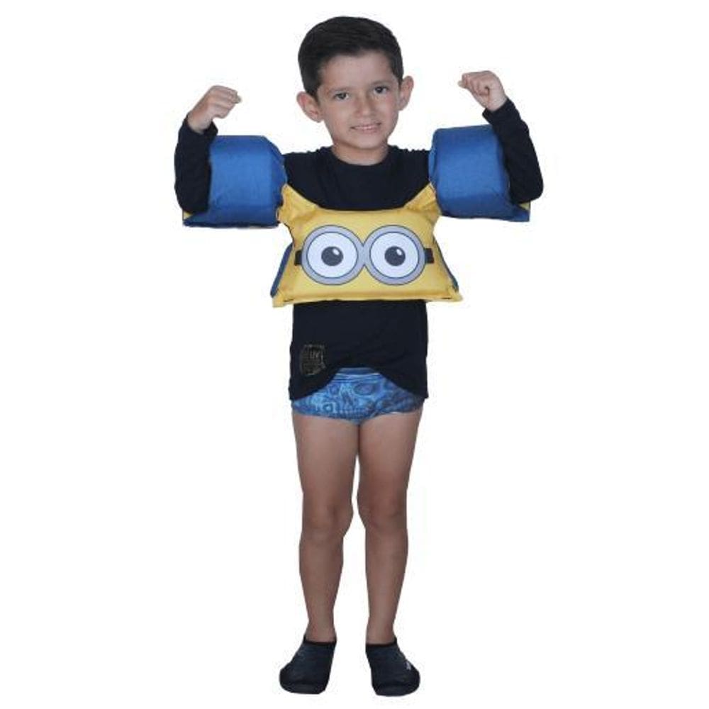Colete Salva Vida Infantil Boia Braço Até 25Kg Minions Praia
