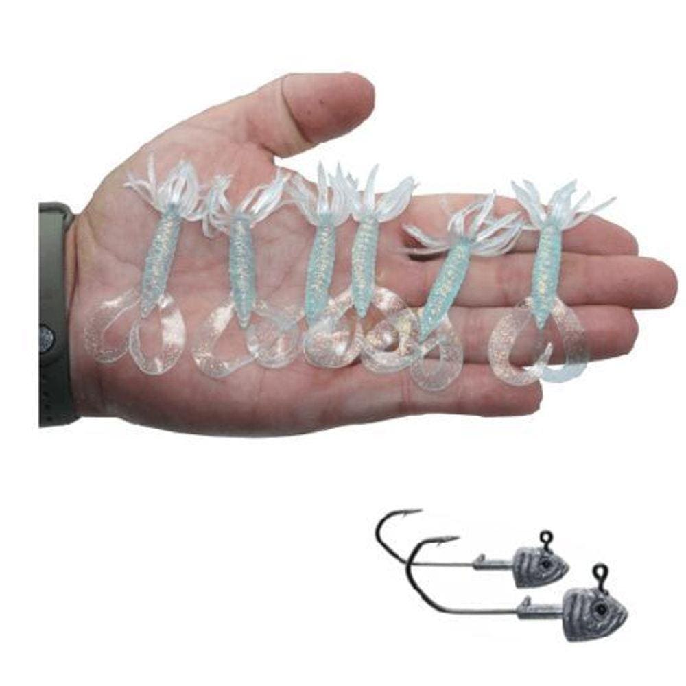 6 Iscas Artificial Pesca Soft Grub Silicone 2 Anzol Jig Head