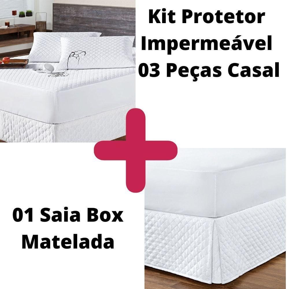 Kit Protetor Colchão Casal + 2 Capa Travesseiro Impermeável
