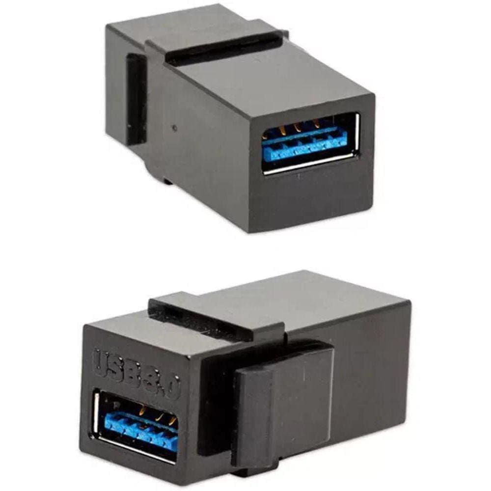 Conector Emenda Tomada Padrão Keystone Usb 3.0 Preto