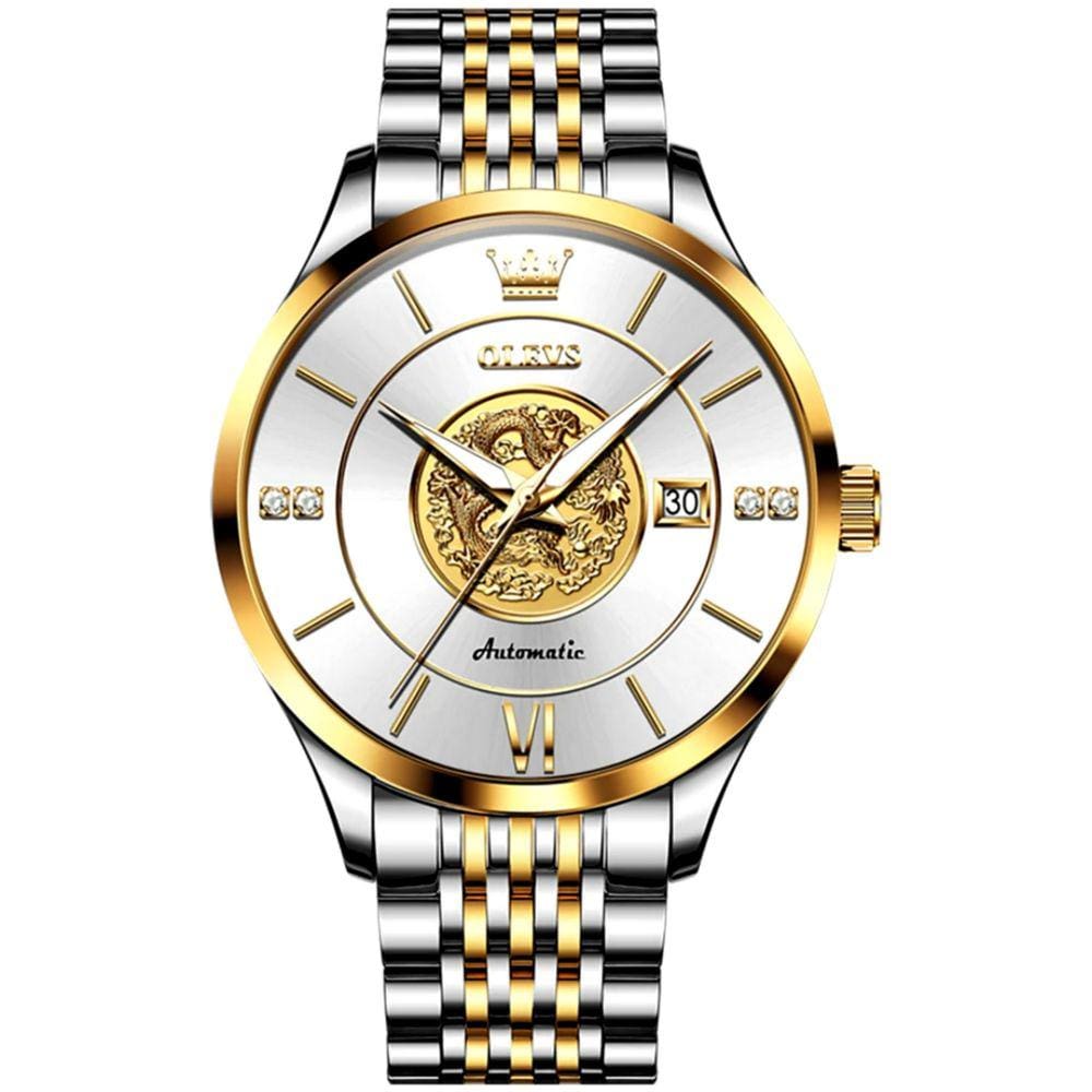 Relógio de Pulso Automático Mecânico Luminoso Aço inoxidável Impermeável