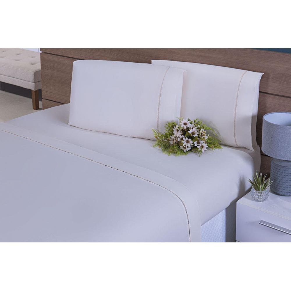 Lençol Viúva 100% Algodão 200 Fios - Thais Enxovais - Palha