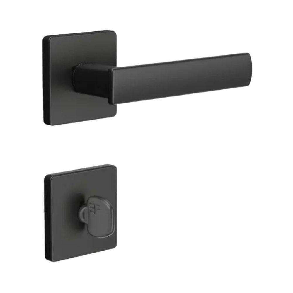 Fechadura 3F Roseta Quadrada Banheiro Preta - 740B117
