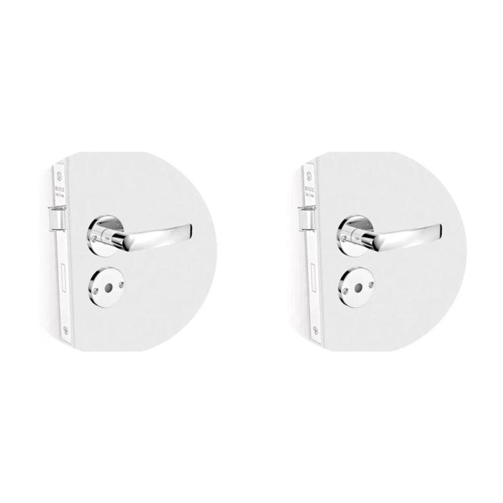 2 Fechadura Soprano Banheiro Pali Roseta Redonda Cr 40Mm