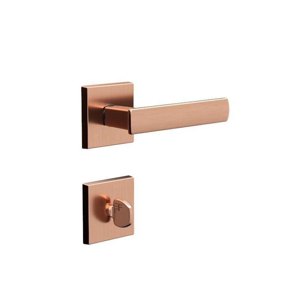 Fechadura Banheiro 3F 741B/117 Roseta Quadrada Rose Gold