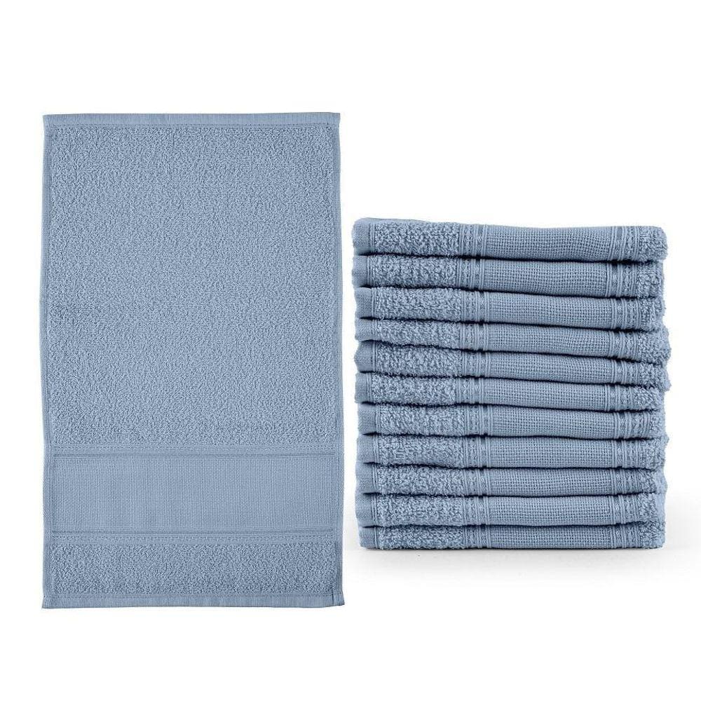Kit 12 Toalhas De Lavabo Azul Celeste 30x50cm - Dianelli