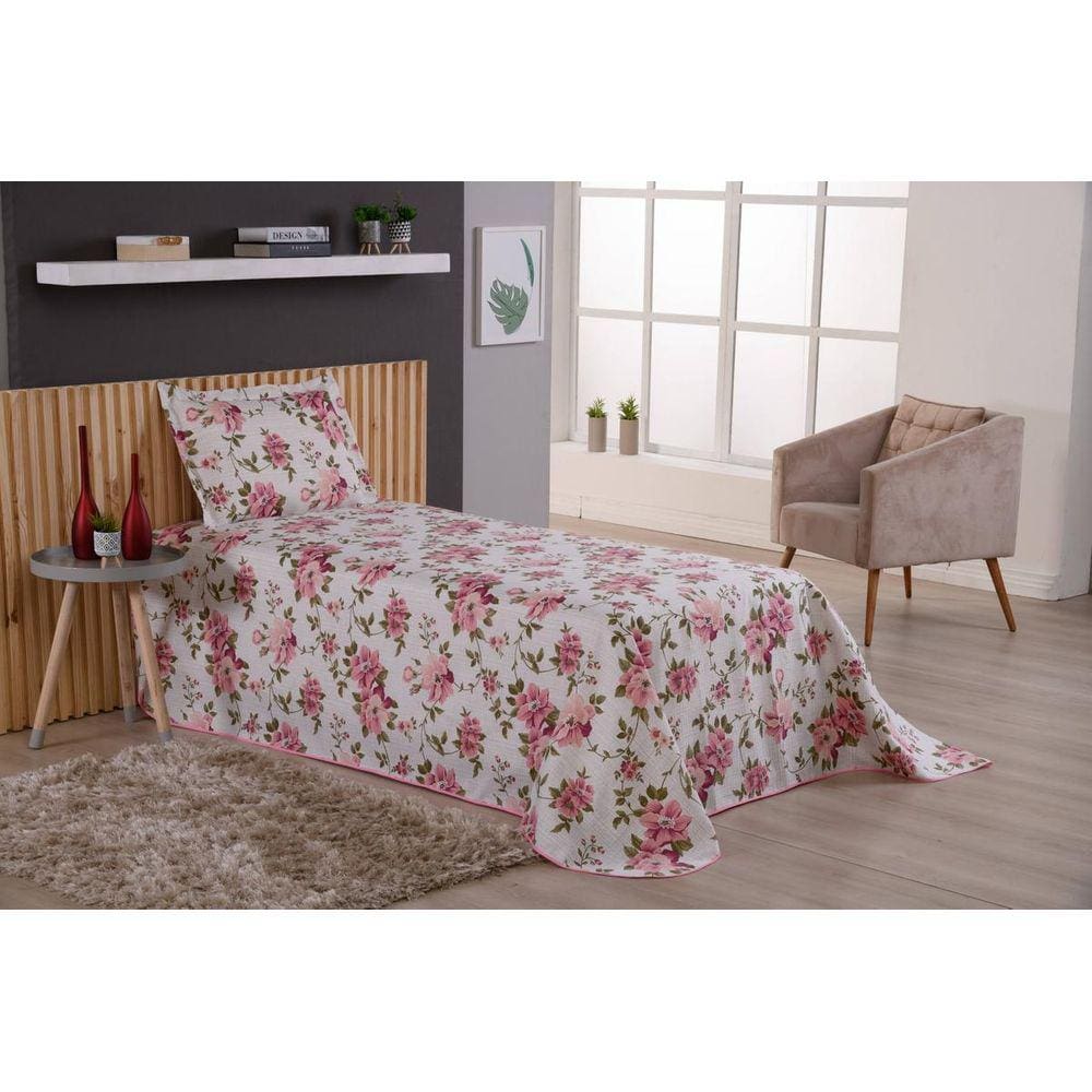 Jogo De Cama Cobre Leito Solteiro 2 Pçs Mercedes 2,20X1,60M