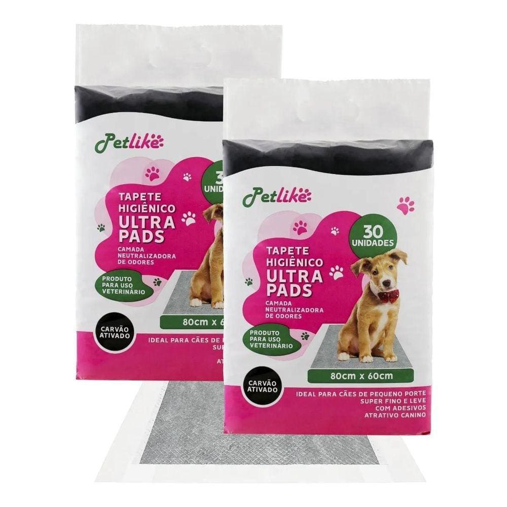 Tapete Higienico Ultra Pads Carvão 80X60Cm - 60 Unid - Kit