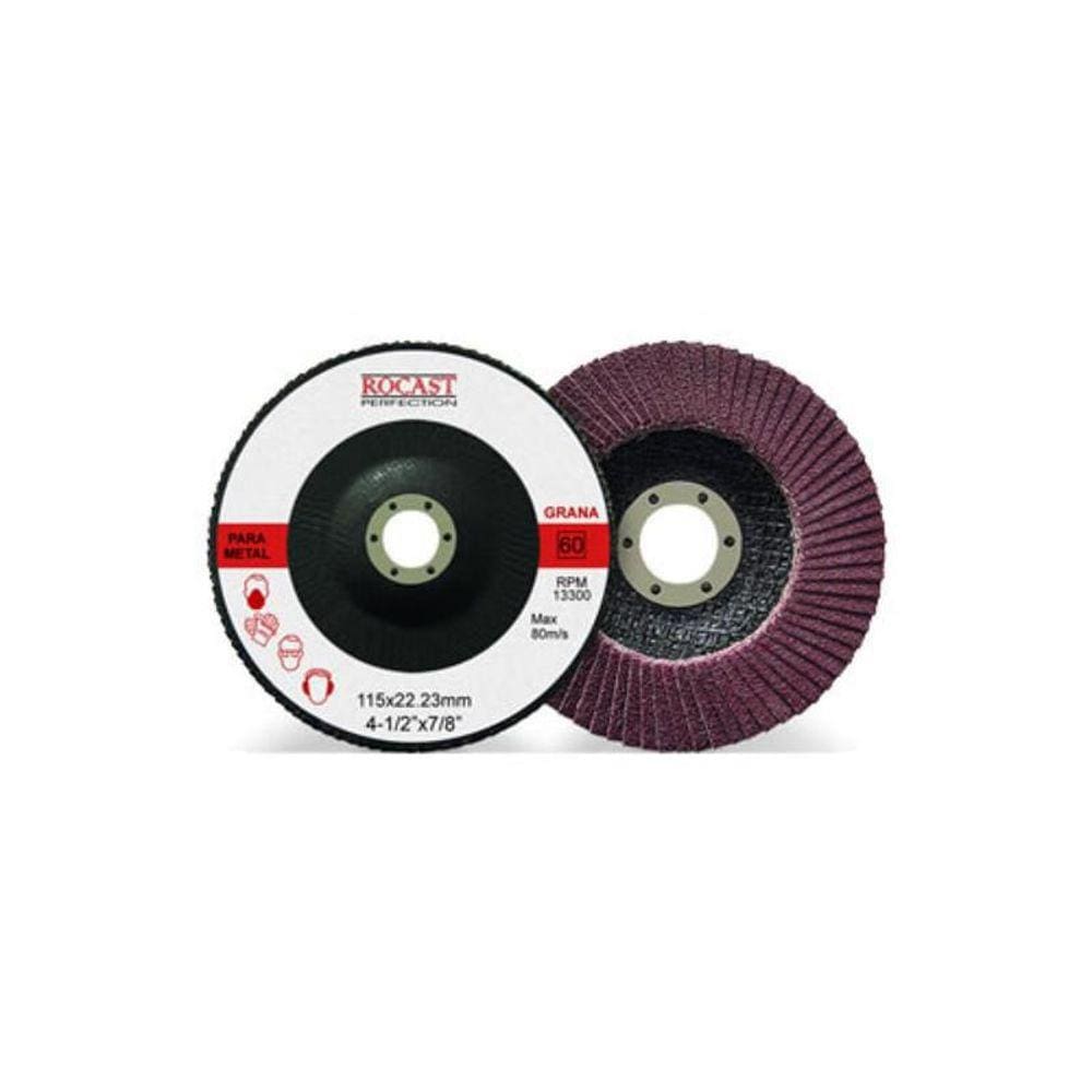 Disco De Lixa Flap Disc 115 X 22 Mm Grão 60 Rocast 102,0002