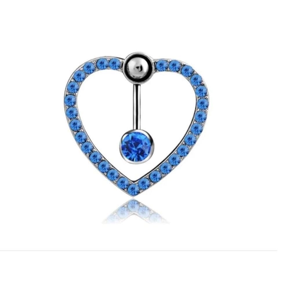Piercing Umbigo Invertido Coração Azul Branco Rosa Stras
