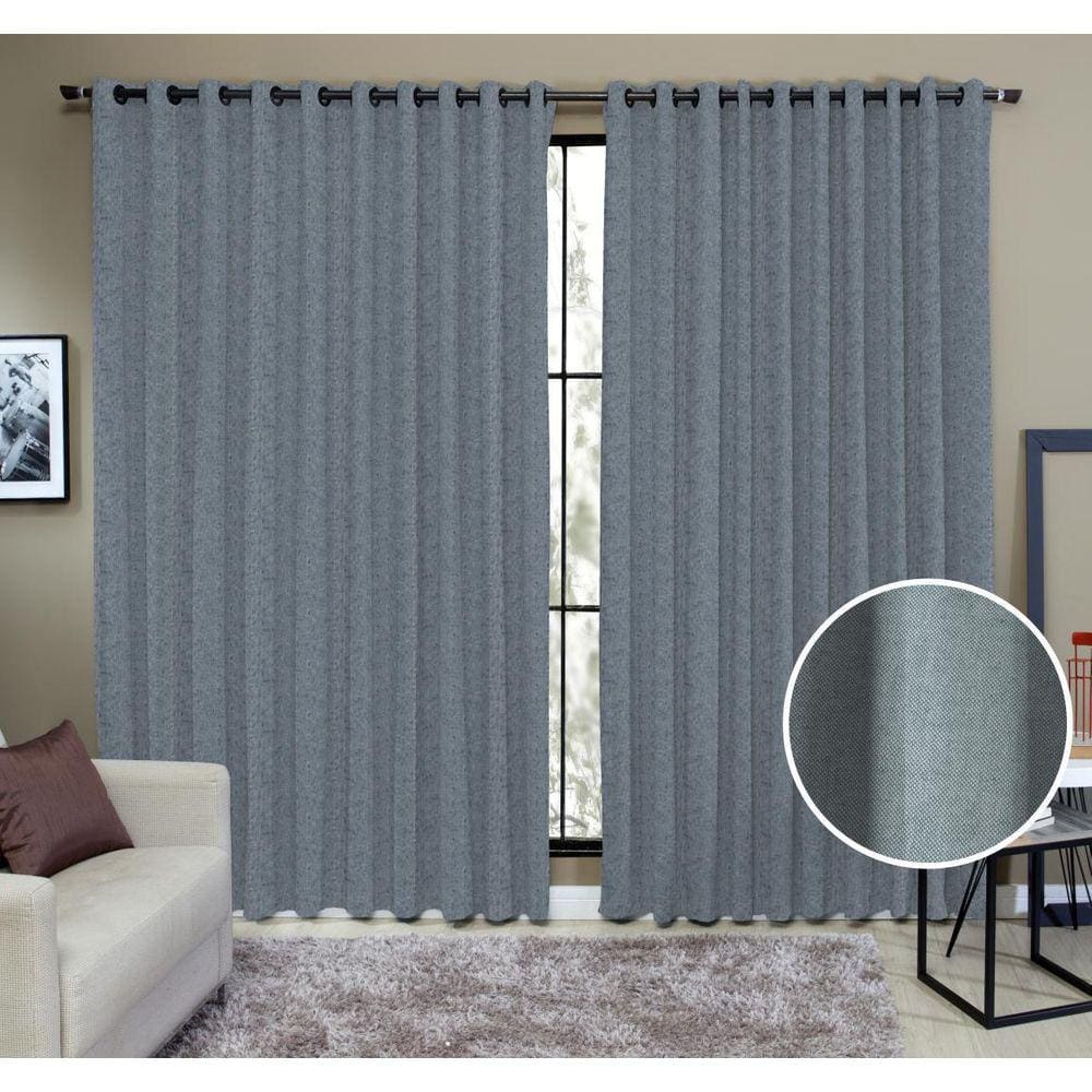 Cortina Tecido Rustico 6,00M X 2,30M Semi Blackout Azul