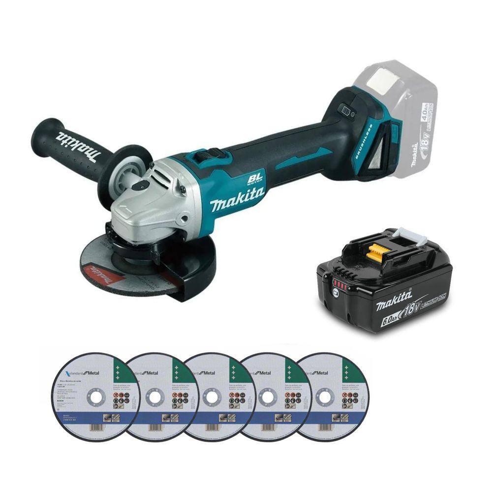 Esmerilhadeira Ang 18V Makita Dga504Z Brushless + 1 Bat 6Ah