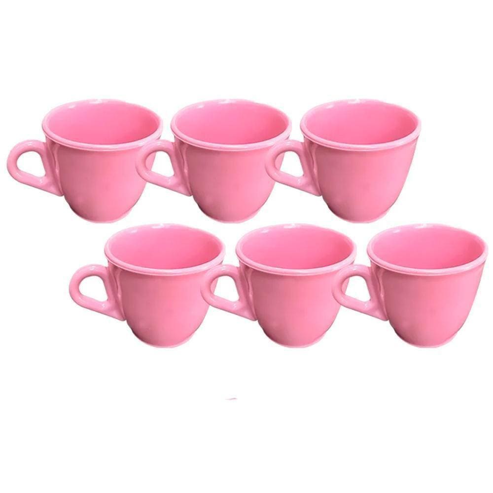 Kit 6 Xicaras Em Acrílico Cristal De Café - Chá Decor - Rosa