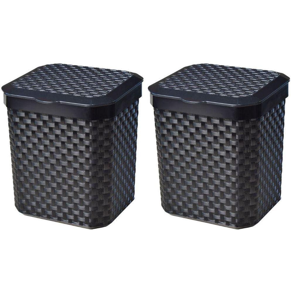 2 Cesto Lixo 5 Litros Cozinha Banheiro Lixeira Rattan Preta