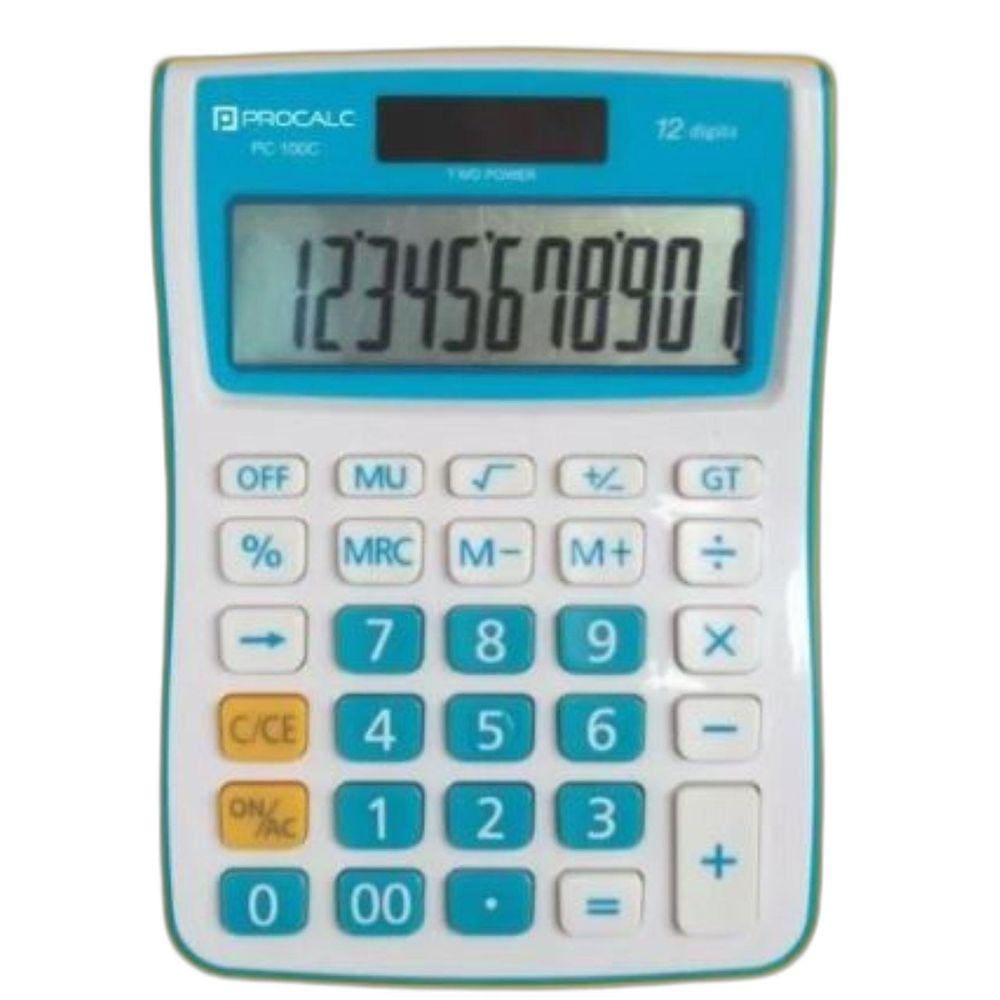 Calculadora De Mesa Escritório Procalc Pc100-Bl 12 Digítos