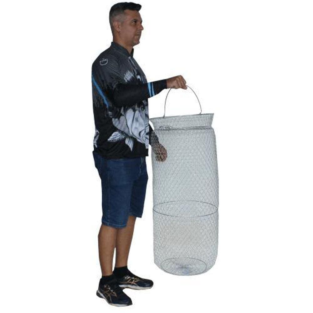 Viveiro Covo Arame Com Tampa, Cesto De Pesca Malha 15 Nr 08