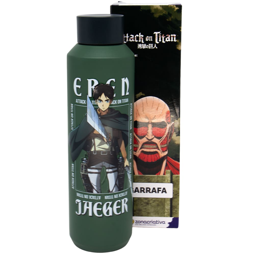 Garrafa Eren Yeager Térmica 6 Horas Quente Gelada 600ml Oficial Attack on Titan Ataque De Titãs