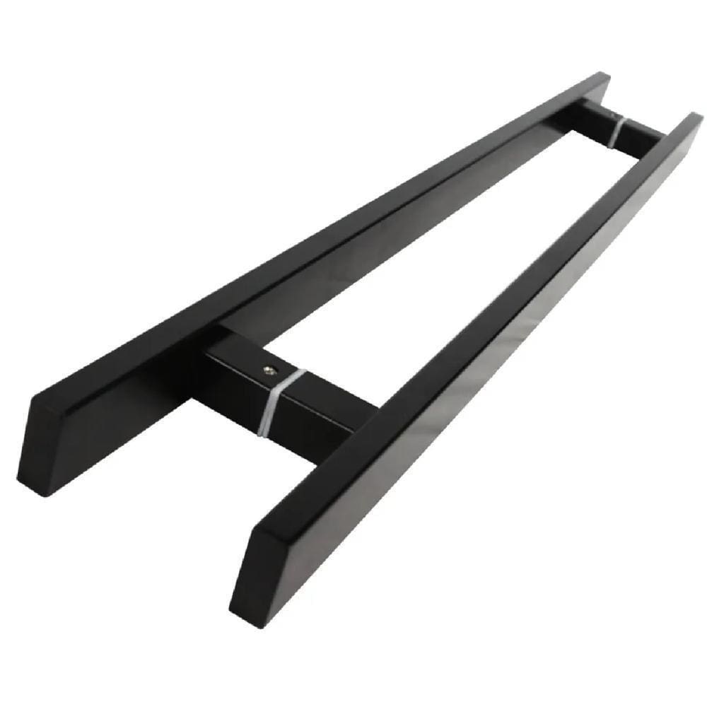 Puxador Inox Duplo Para Porta - Barra Chata Preto - 100 Cm