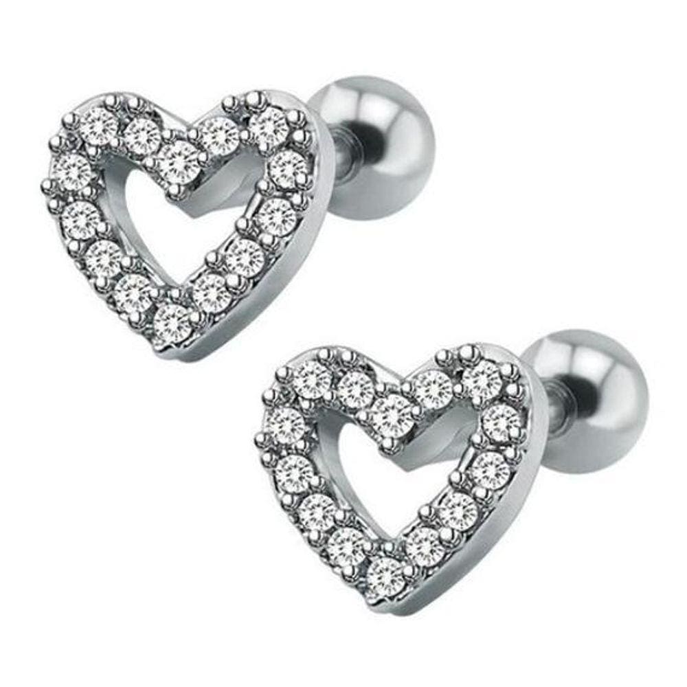 Piercing Tragus Coração Zirconia - Prateado