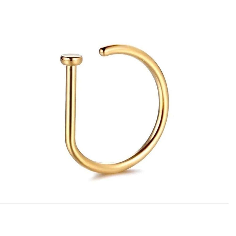 Piercing Argola Titânio D-Ring Nariz 8 Mm Dourado