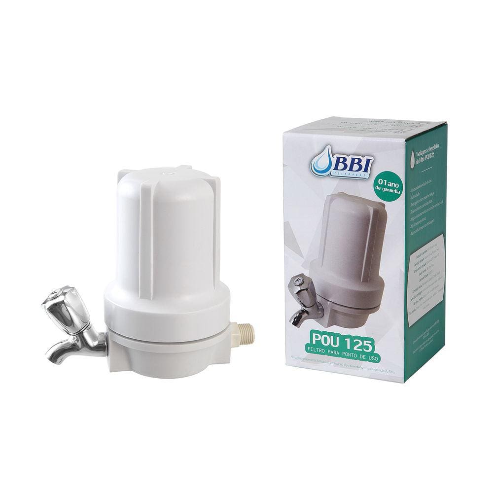 Filtro torneira 5\" Branco 125 POU com Torneira de metal