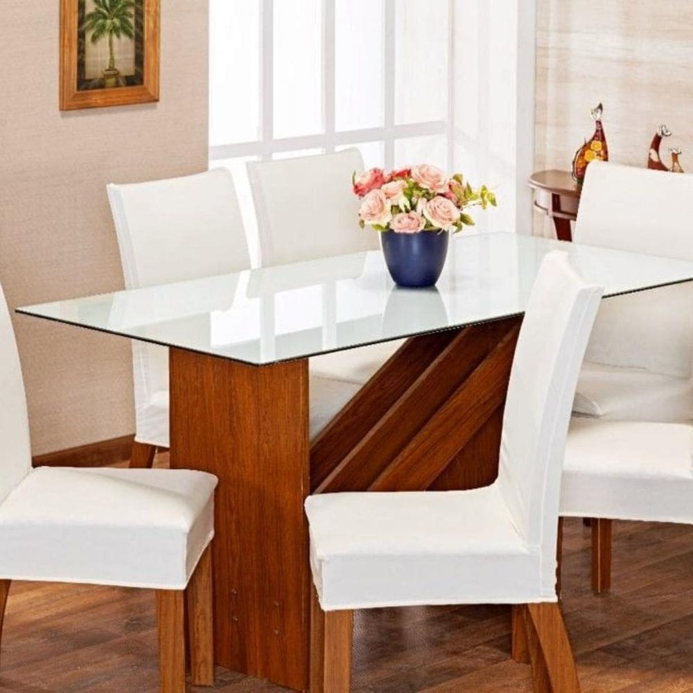 Kit 8 Capas P Cadeira De Jantar Elástica Malha Gel - Branco