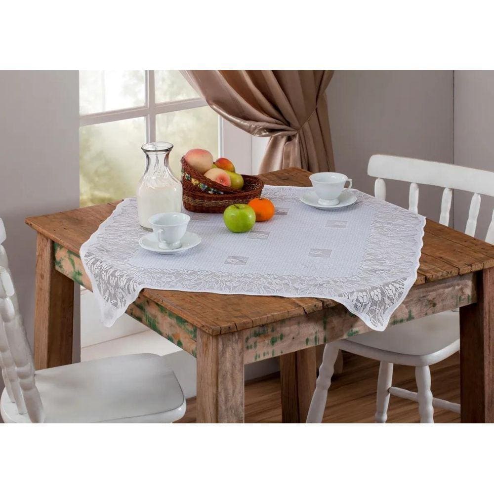 Toalha De Renda Quadrada 78 X 78 Cm Branca 2 Unidades