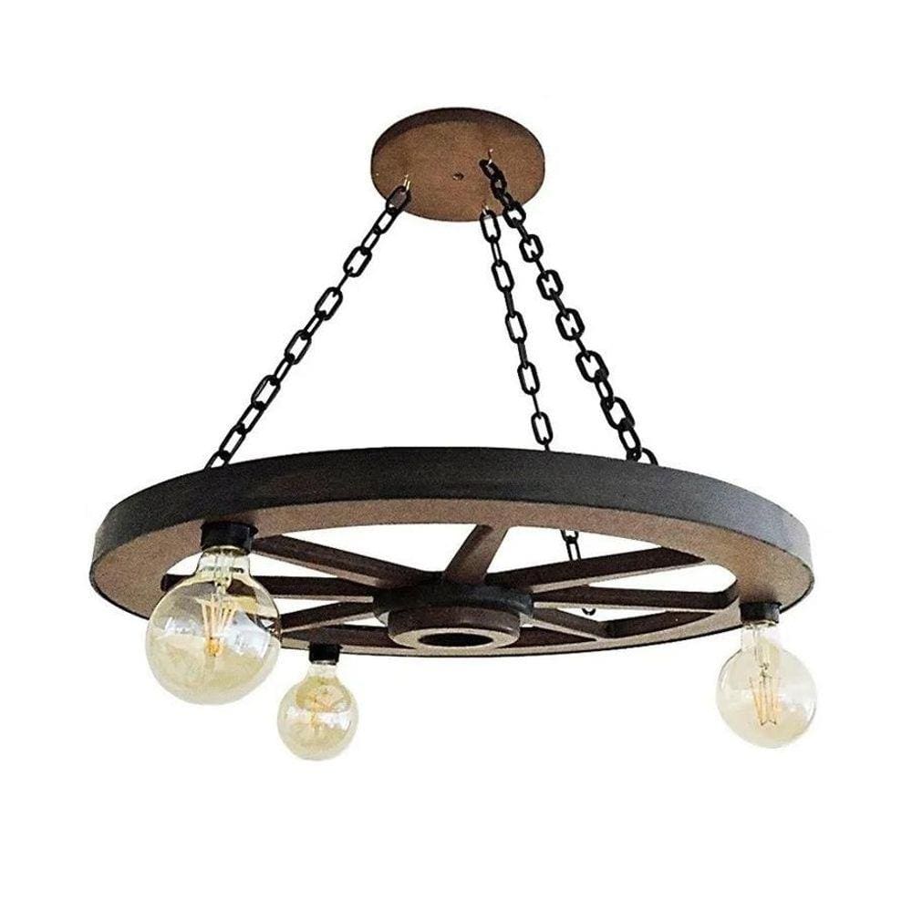 Luminária Roda De Carroça 3 Bocal 65 Cm 110/220V Kit 2 Peças